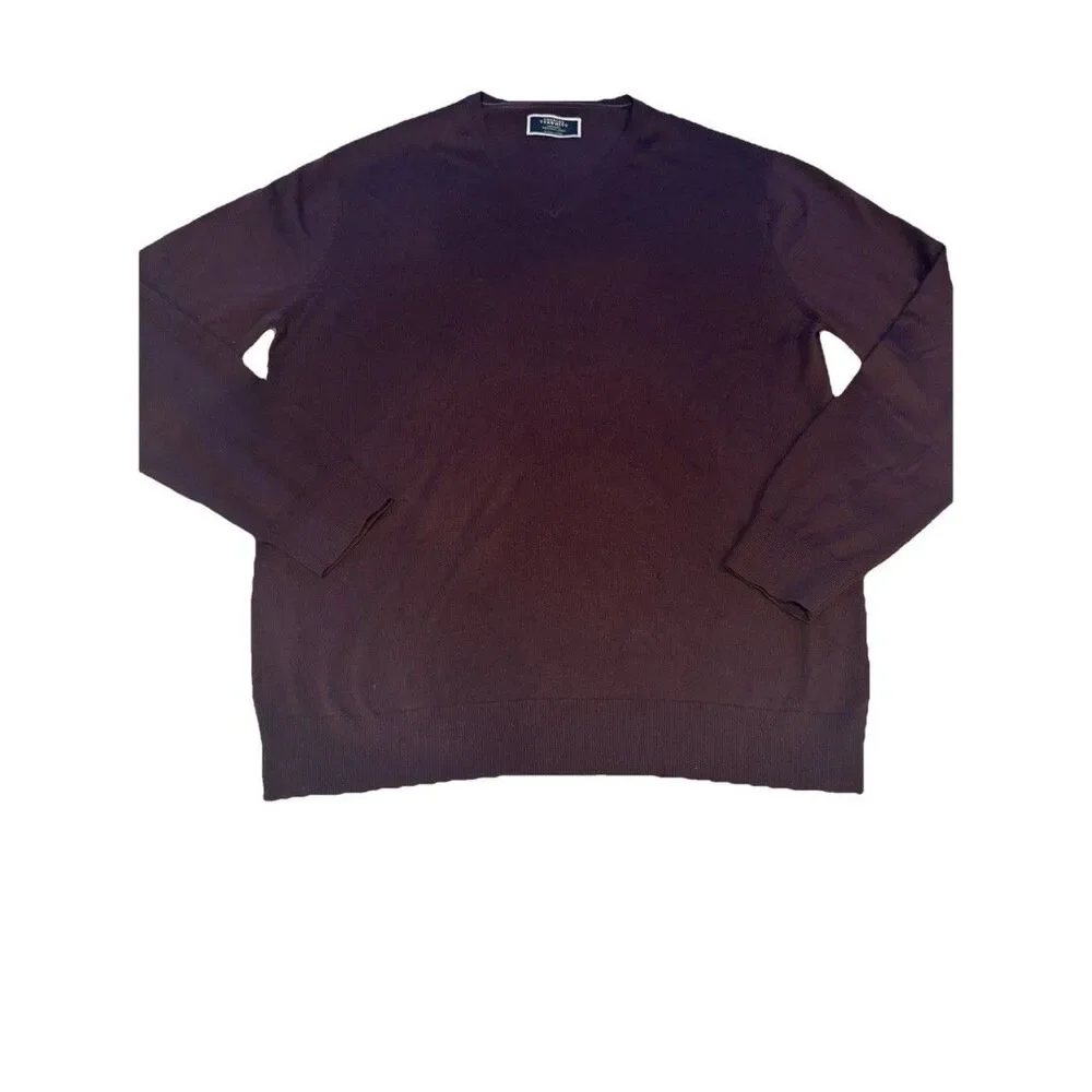 Charles Tyrwhitt Cardigan Sweater V-Neck‎ Mens X-Large Purple 100%Merino Wool